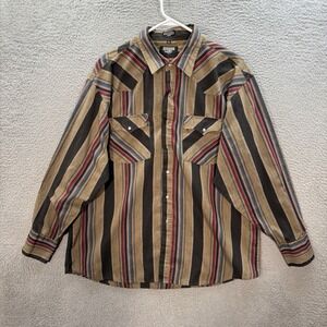 Youngbloods Shirt Adult XL Multicolor Striped Pearl Snap Western Rodeo Workwear